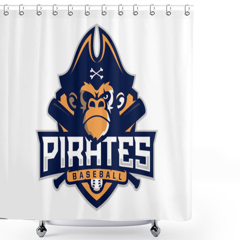 Personality  Modern Professional Emblem Pirates Monkey For Baseball Team Shower Curtains