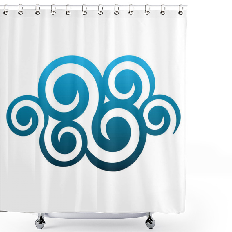 Personality  Blue Cloud Spirals And Swirls Shape Shower Curtains