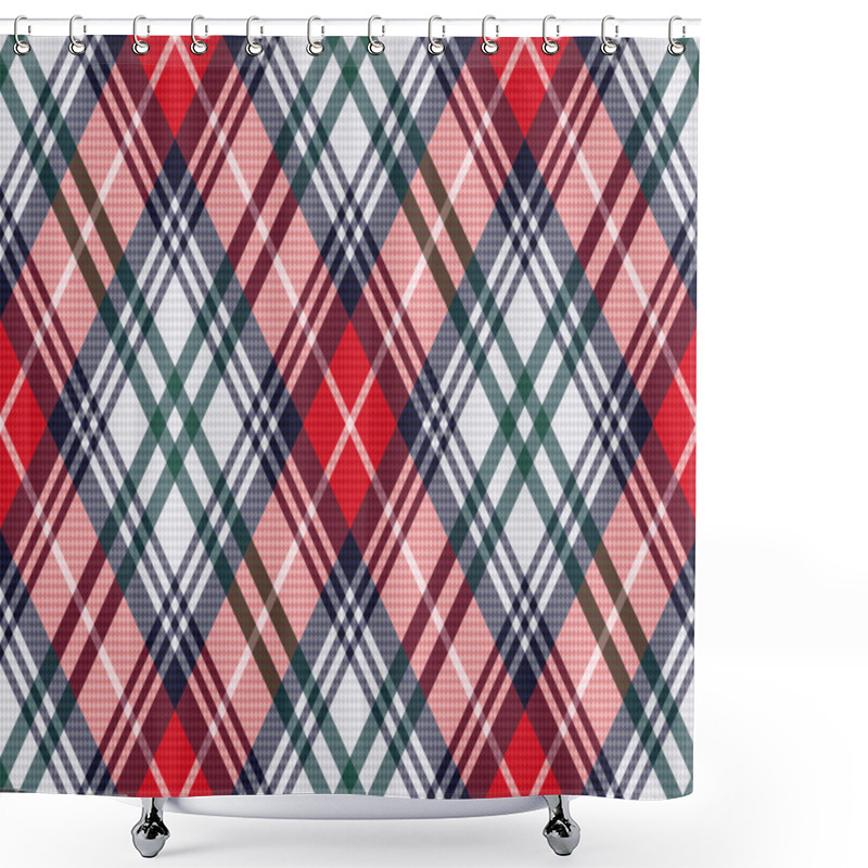 Personality  Rhombic Tartan Seamless Texture In Red And Light Grey Hues Shower Curtains