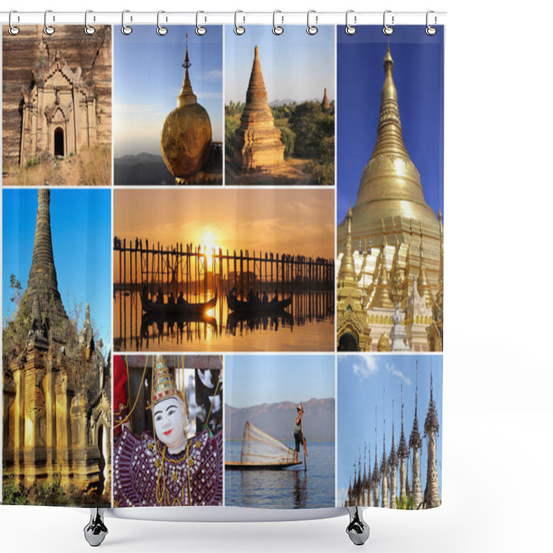 Personality  Myanmar - Landmark Collage Shower Curtains