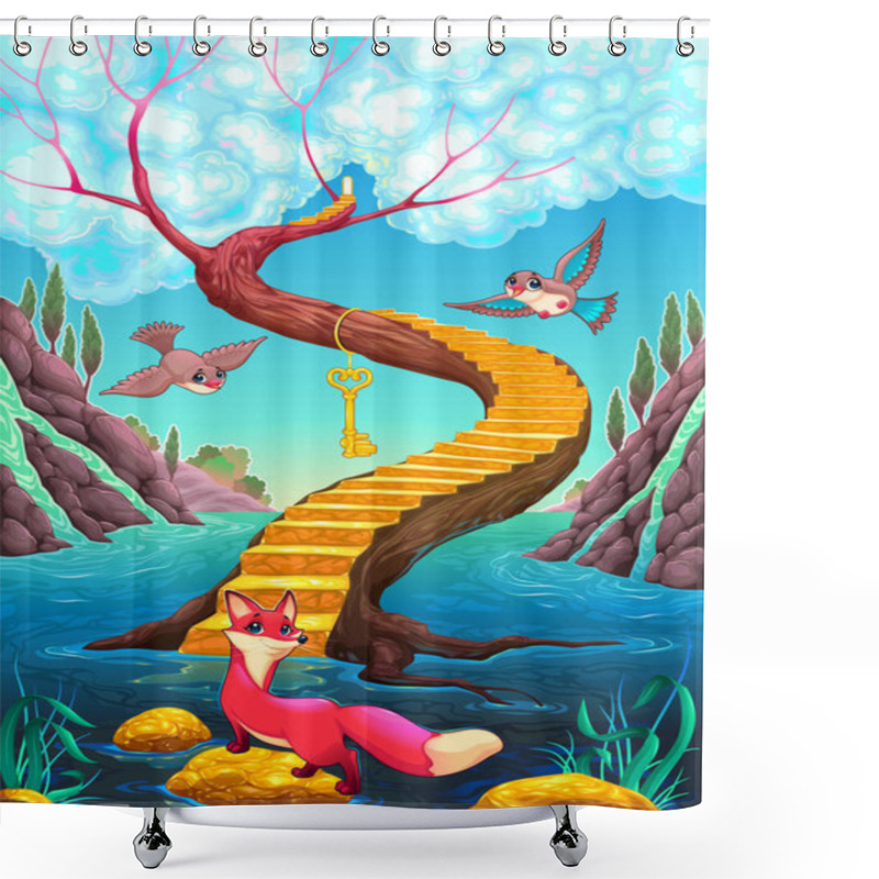 Personality  The Golden Stair Shower Curtains