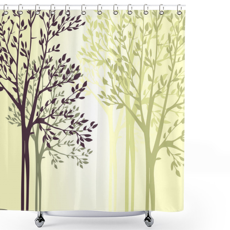 Personality  Vector Background With Spring Trees Shower Curtains