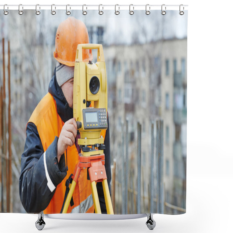 Personality  Surveyor Works With Theodolite Shower Curtains