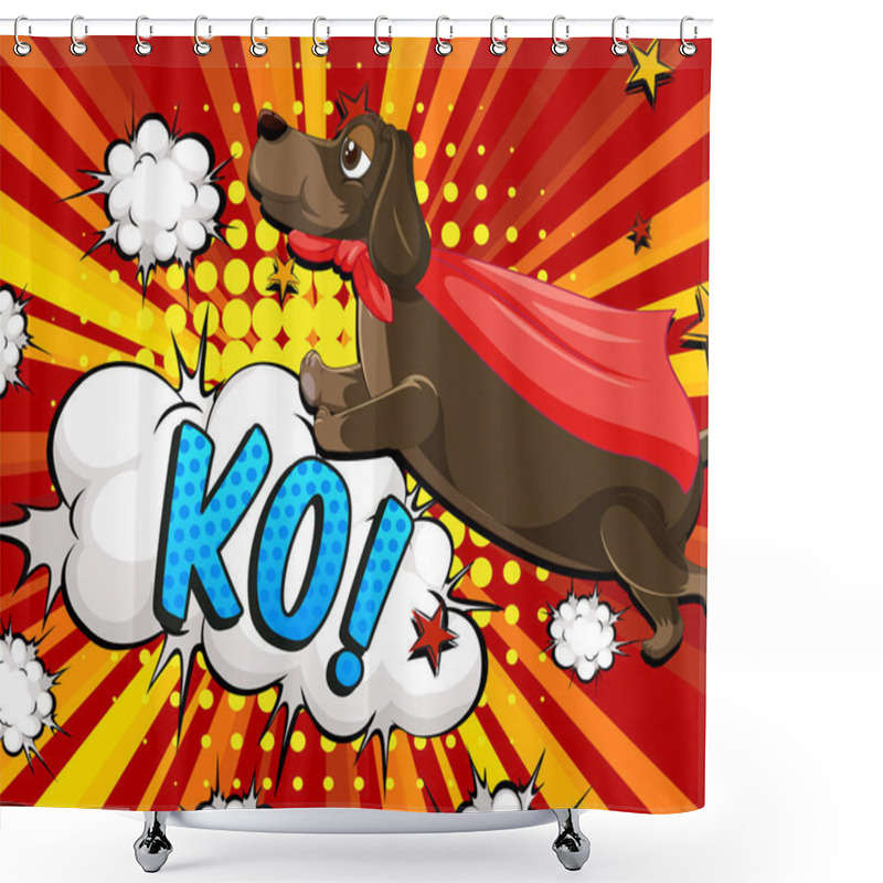 Personality  Pop Art Retro Comic Style With Dog Illustration Shower Curtains