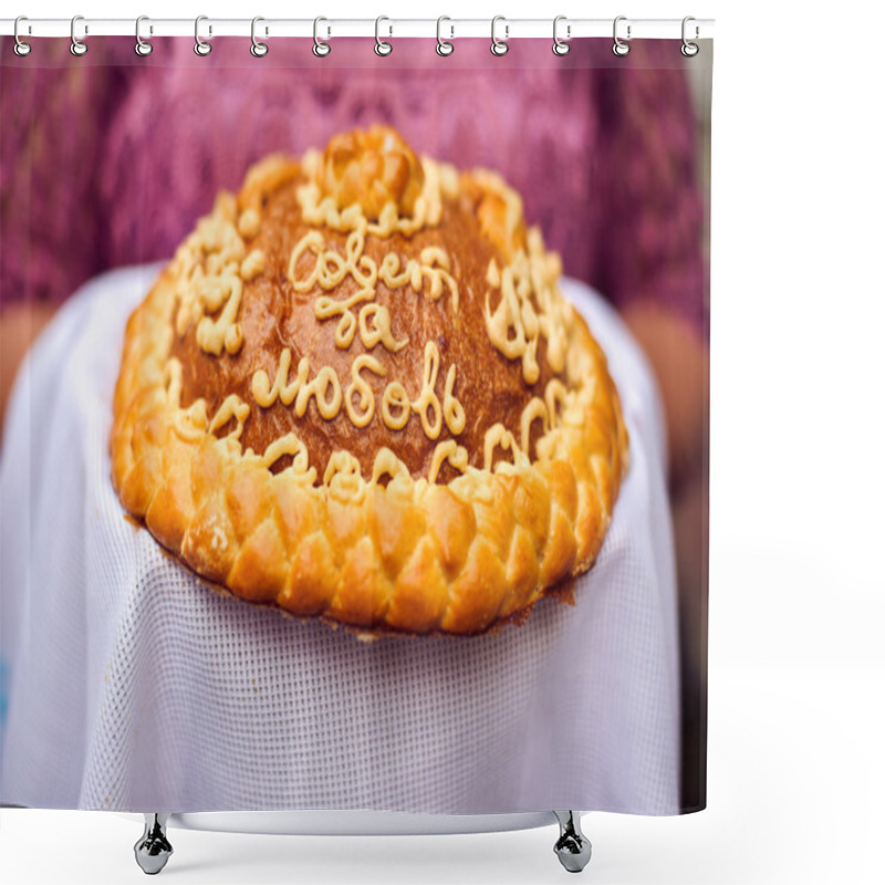 Personality  A Traditional Ritual Of Offering Bread And Salt To A Welcome Guest. Shower Curtains