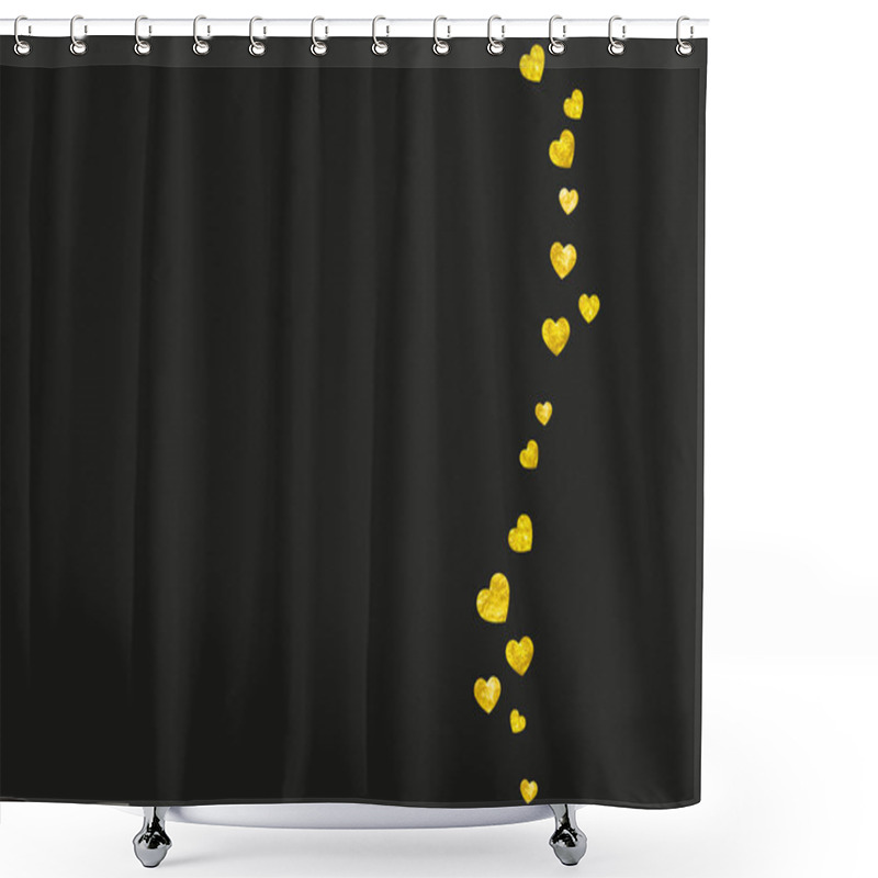 Personality  Heart Frame Background With Gold Glitter Hearts. Valentines Day. Vector Confetti. Hand Drawn Texture. Shower Curtains