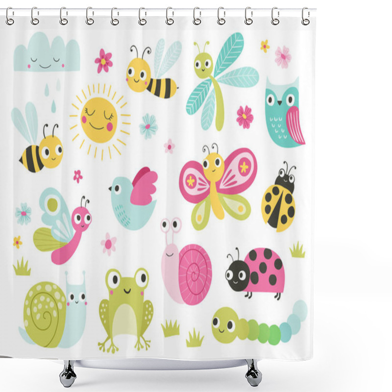 Personality  Cute Cartoon Insects, Vector Illustration Shower Curtains