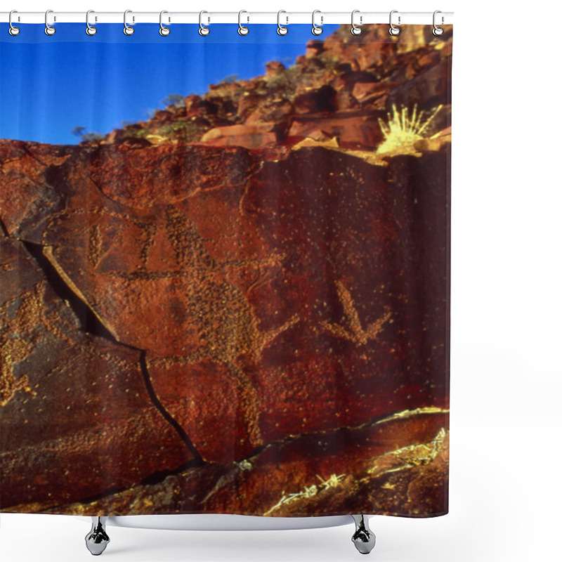 Personality  Indigenous Australian Rock Engravings In Central Australia Shower Curtains