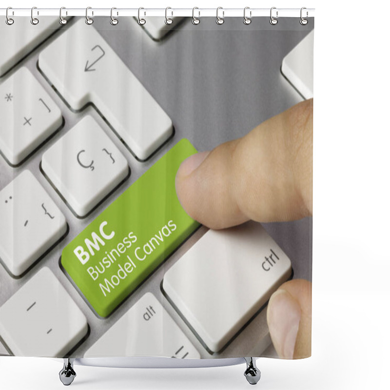 Personality  BMC Business Model Canvas - Inscription On Green Keyboard Key. Shower Curtains