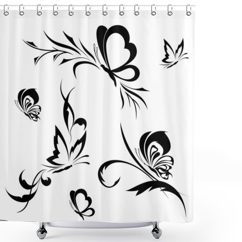 Personality  Butterflies With A Flower Pattern Shower Curtains