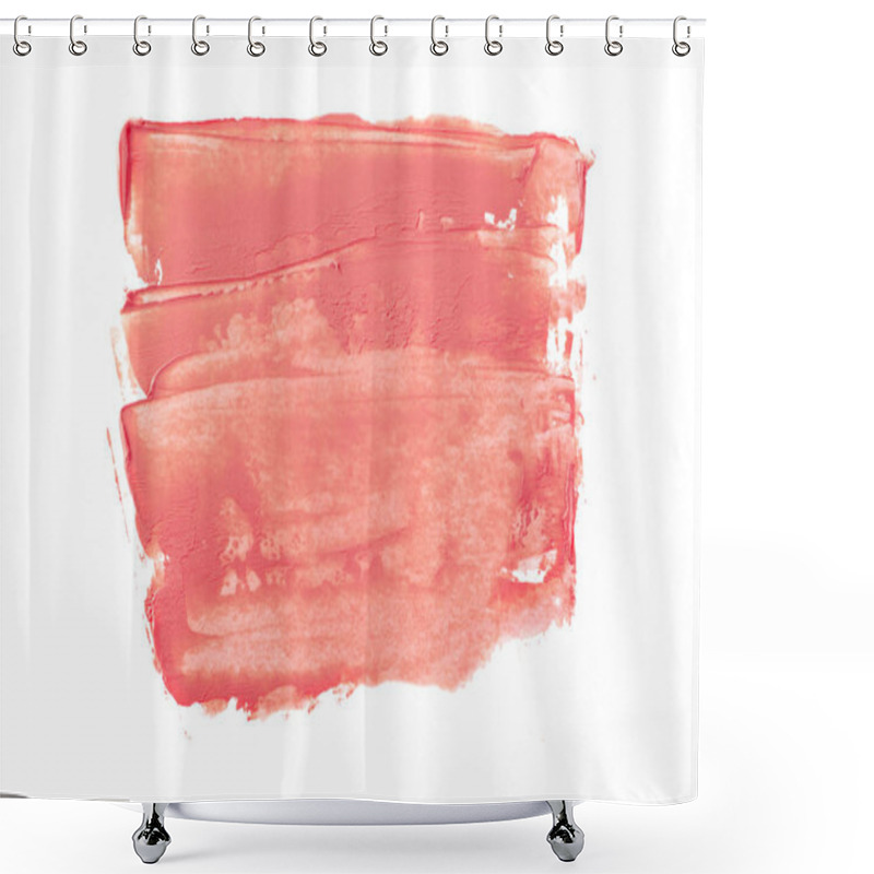 Personality  Bright Beige Smear Of Foundation In The Form Of A Group Of Diagonal Strokes Isolated On A White Background. Shower Curtains