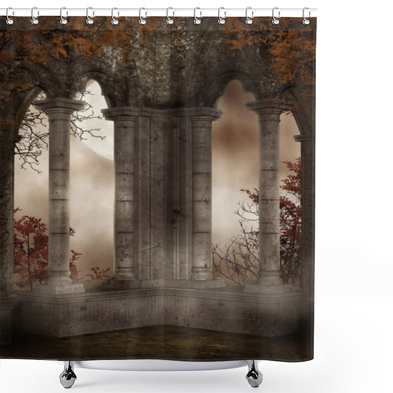 Personality  Castle Ruins With Vines Shower Curtains