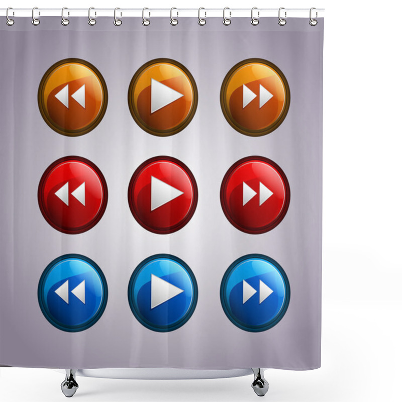 Personality  Vector Set Of Media Symbol Buttons. Shower Curtains