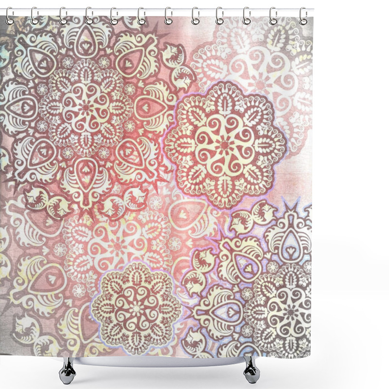 Personality  Pale Floral Design On Shabby Background Shower Curtains