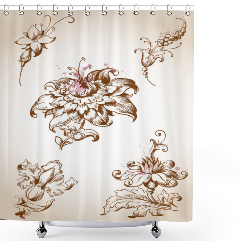 Personality  Victorian Floral Design Elements Shower Curtains