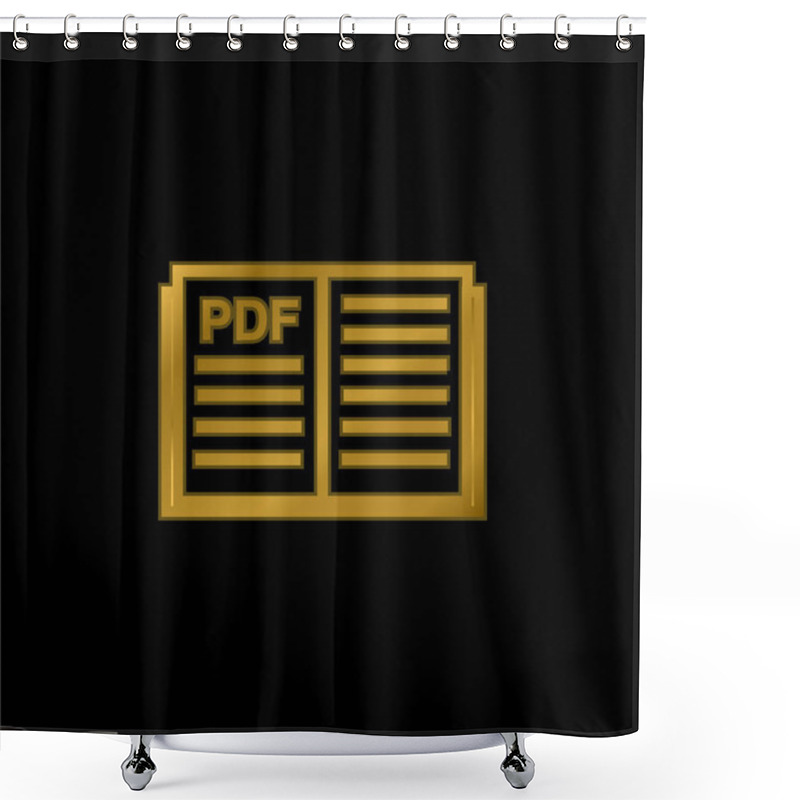 Personality  Book Gold Plated Metalic Icon Or Logo Vector Shower Curtains