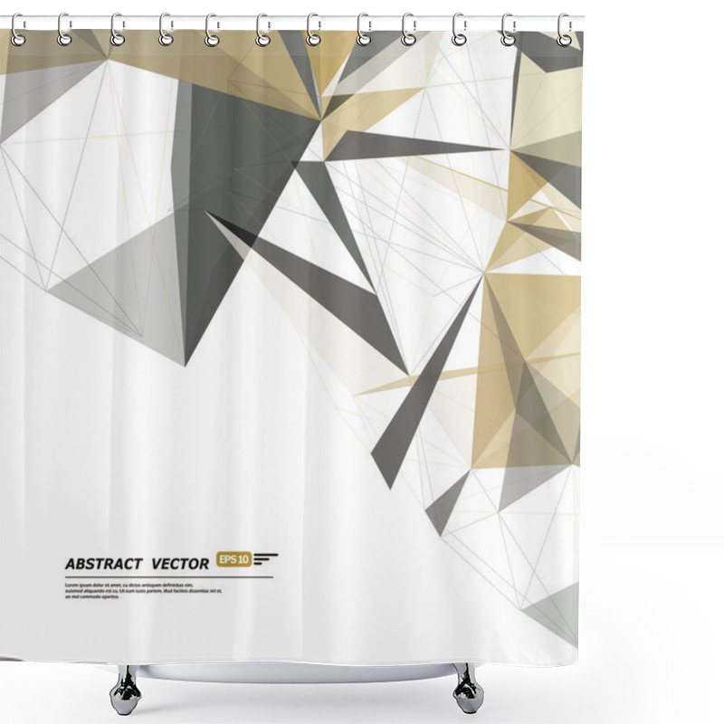 Personality  Abstract Composition. Minimalistic Fashion Backdrop Design. Black, White Polygonal Figure Icon. Triangle Font Texture. Creative Banner. Angle Connection Fiber. Linking Lines Ornament. Stock Vector Art Shower Curtains