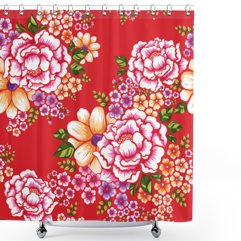 Personality  Taiwan Hakka Culture Floral Seamless Pattern Shower Curtains