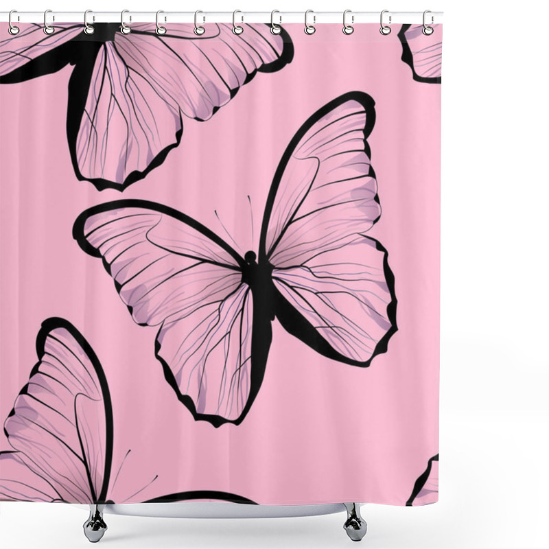 Personality  Seamless Tiling Repeating Butterfly Pattern Shower Curtains