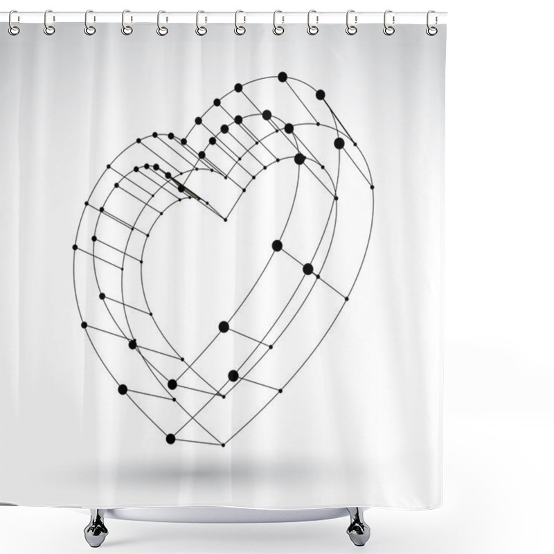 Personality  3d Mesh Stylish Web Monochrome Love Heart Sign Isolated On White Shower Curtains