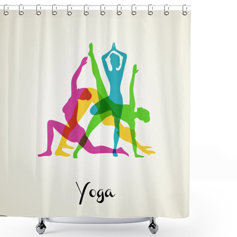 Personality  Yoga Poses Silhouette Shower Curtains