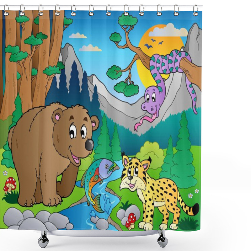 Personality  Forest Scene With Various Animals 9 Shower Curtains