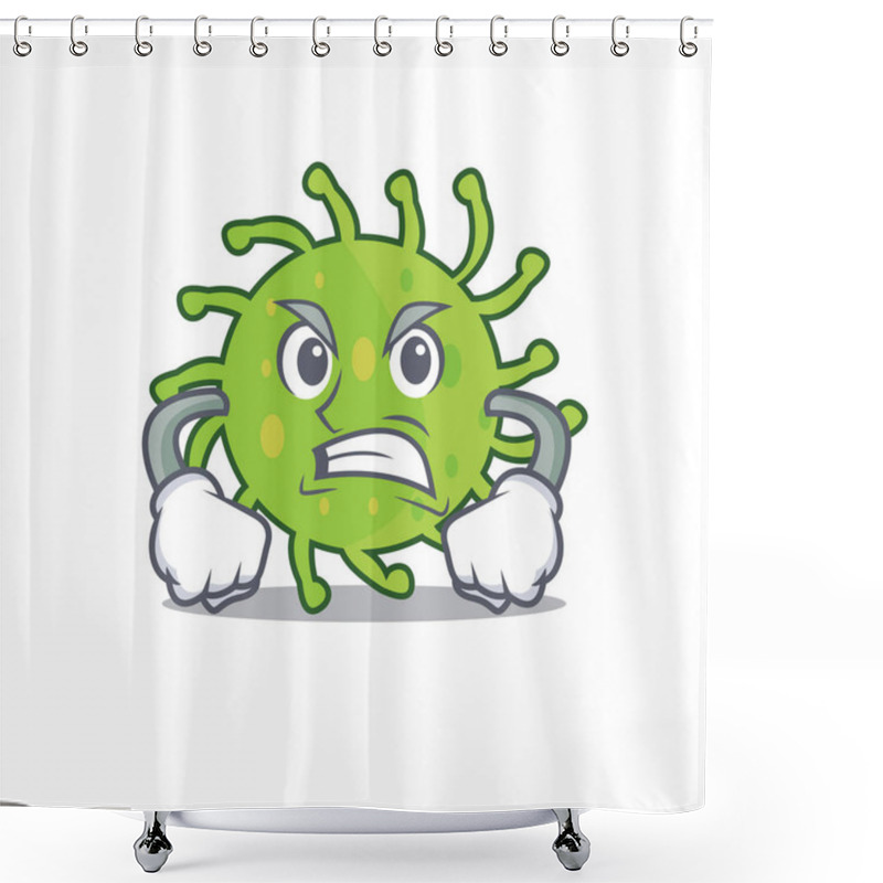 Personality  Angry Green Bacteria Mascot Cartoon Shower Curtains