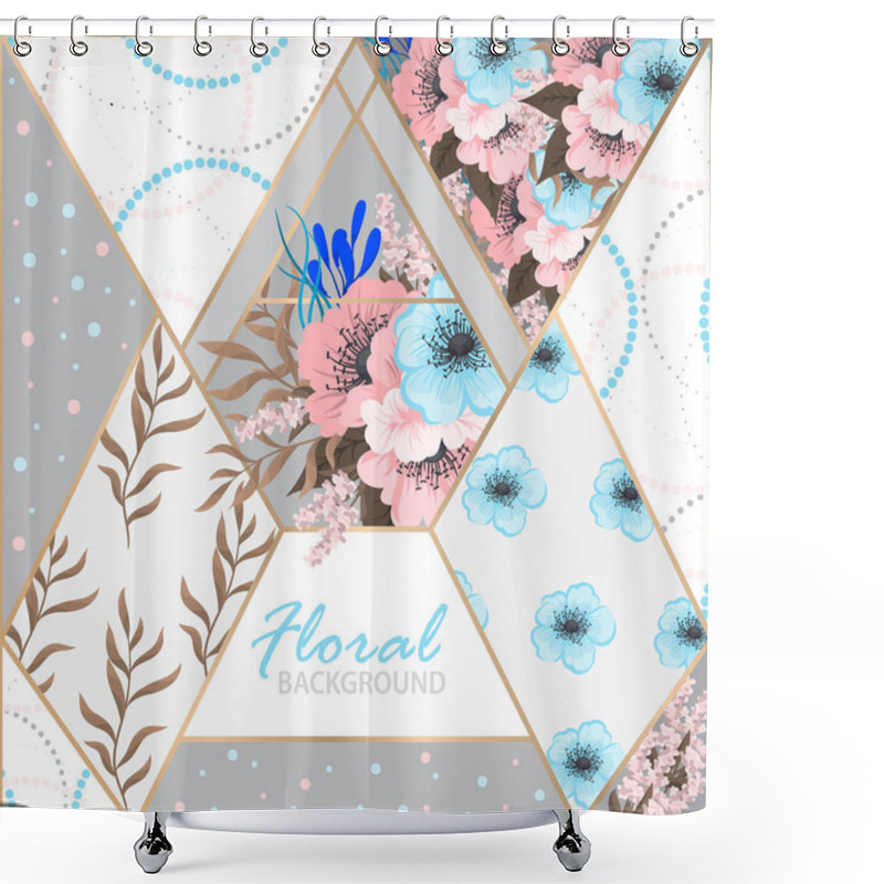 Personality  Abstract Patchwork With Flowers Shower Curtains