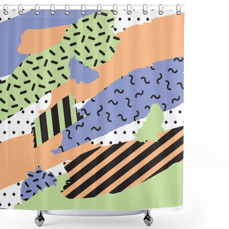 Personality  Retro Memphis Style Background, 80s, 90s Shower Curtains