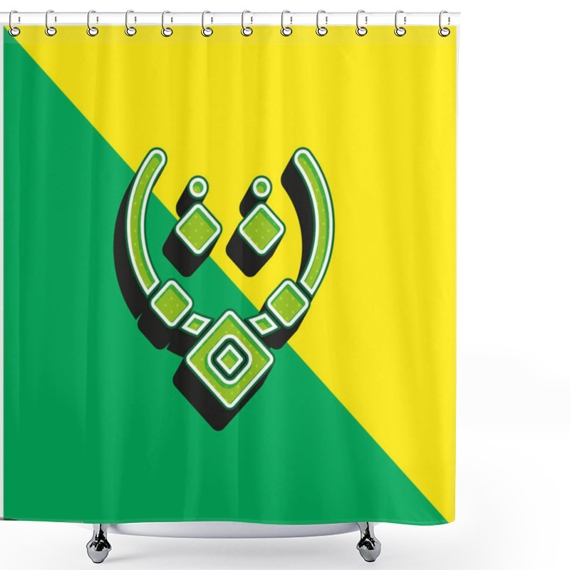 Personality  Aztec Necklace Green And Yellow Modern 3d Vector Icon Logo Shower Curtains