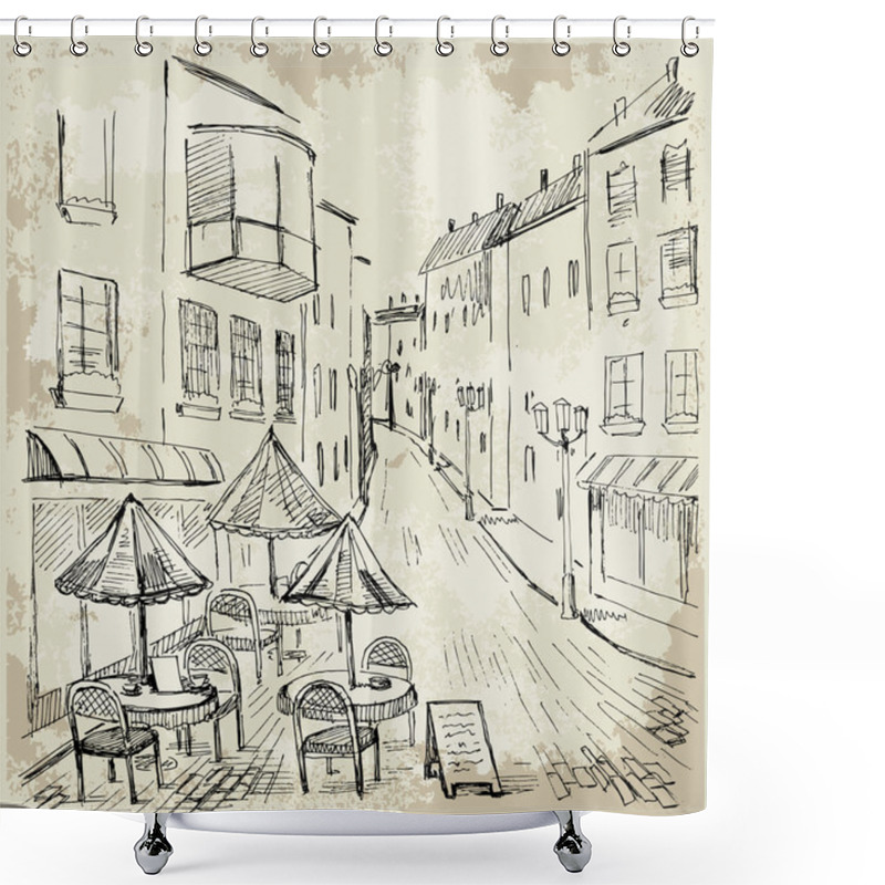 Personality  Street Cafe Shower Curtains