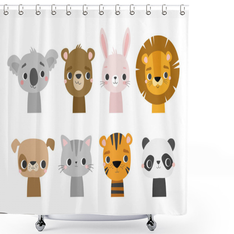 Personality  Cute Cartoon Different Animals, Vector Illustration  Shower Curtains