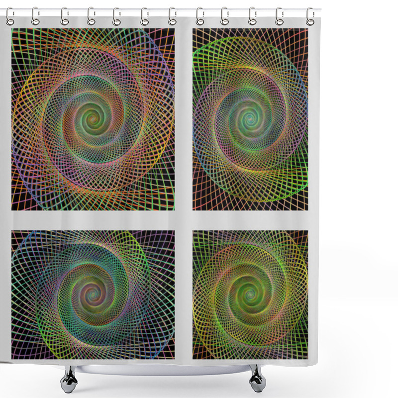 Personality  Fractal Spiral Page Background Design Set Shower Curtains