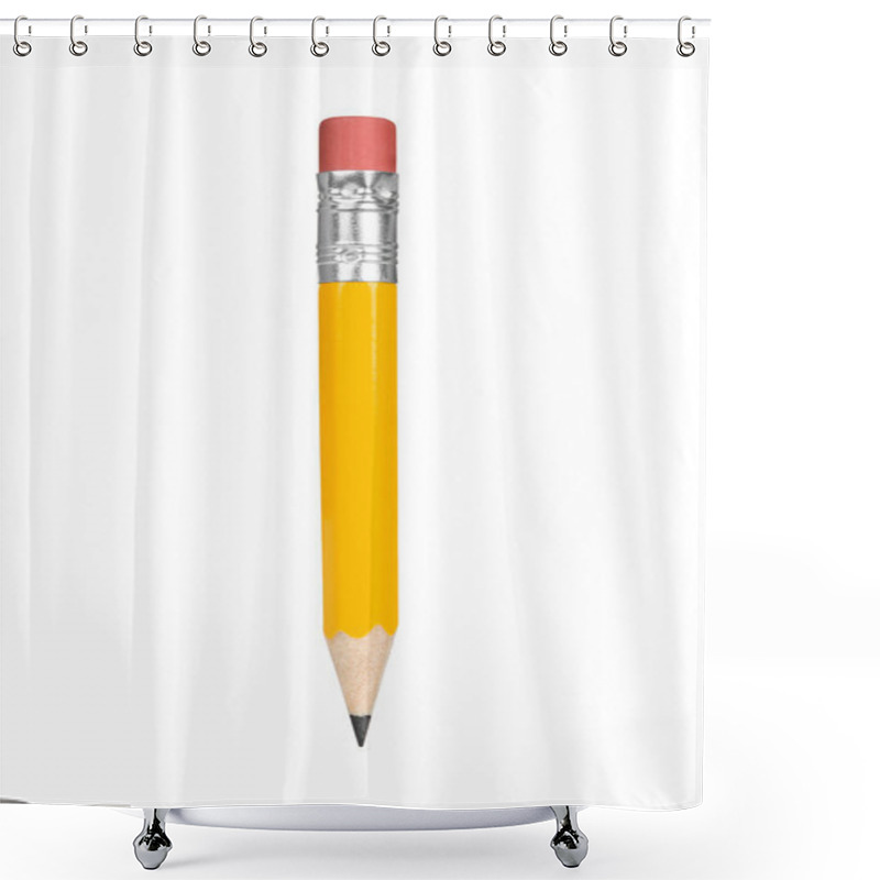 Personality  Yellow Pencil Isolated On White Shower Curtains