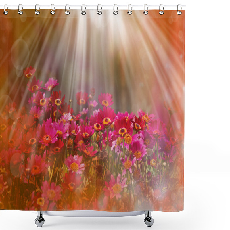 Personality  Beautiful Spring Background With Little Red And Pink Flowers Shower Curtains