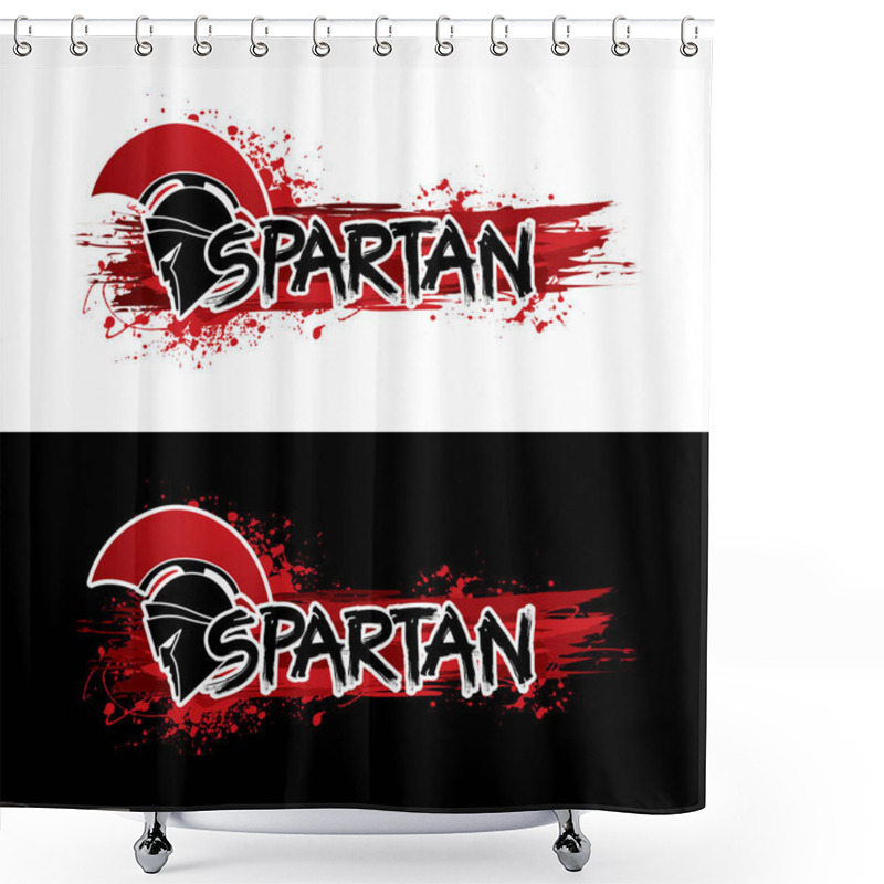 Personality  Spartan Text Designed With Helmet Shower Curtains