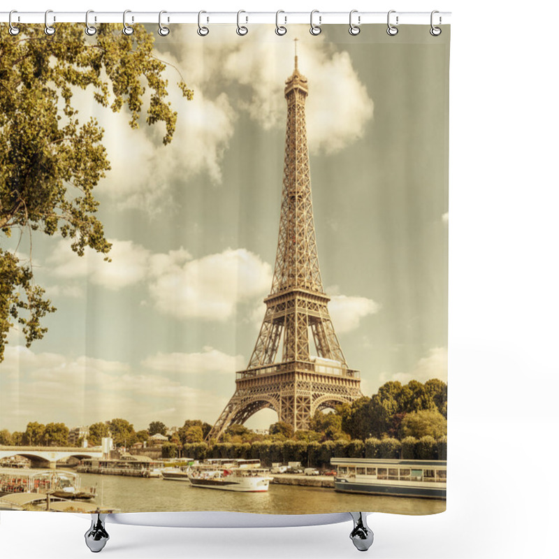 Personality  The Eiffel Tower From The River Seine In Paris Shower Curtains