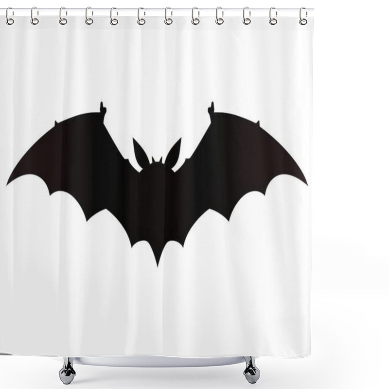 Personality  Silhouette Of A Bat With Outstretched Wings Against A Plain White Background. Shower Curtains