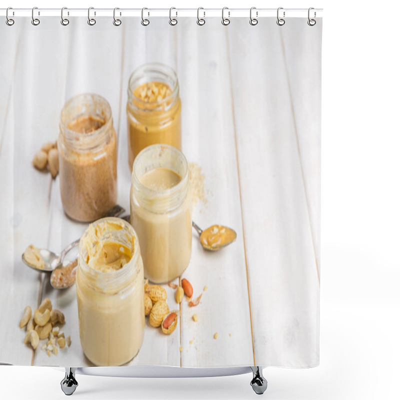 Personality  Selection Of Nut Butters - Peanut, Cashew, Almond And Sesame Seeds Shower Curtains