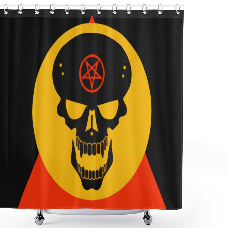 Personality  Skull On The Background Of A Yellow Circle. Magic Symbol. Black Background Shower Curtains