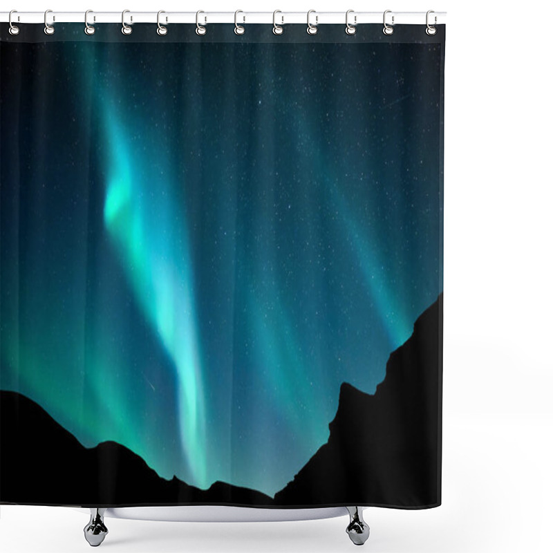 Personality  Aurora Borealis. Northern Lights In Winter Mountains. Sky With Polar Lights And Stars Shower Curtains