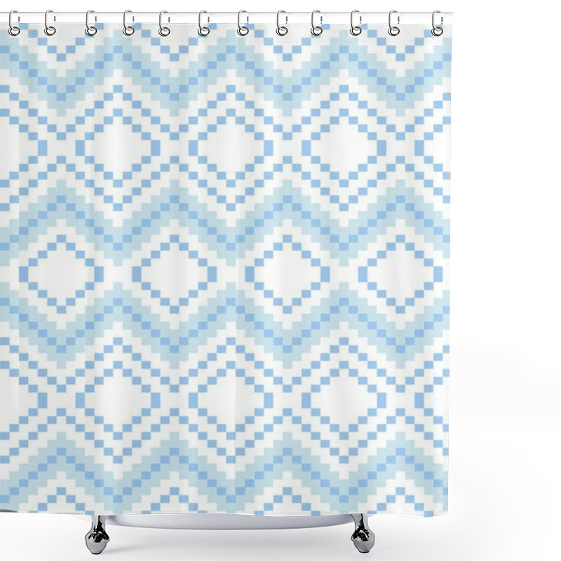 Personality  Ice Blue Argyle, Diamond Shape Seamless Pattern Background Suitable For Fashion Textile, Knitwear, Graphics Shower Curtains