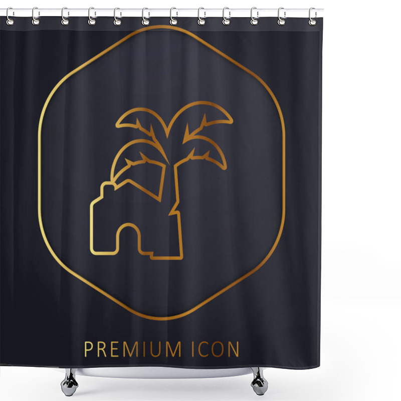 Personality  Beach House Golden Line Premium Logo Or Icon Shower Curtains