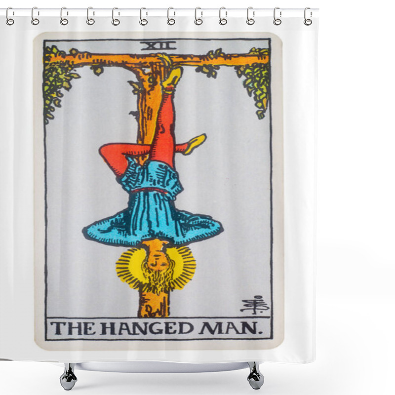 Personality  Yala Province, Thailand 29 August 2020. Illustrative Editorial Tarot Cards The Hanged Man. Shower Curtains