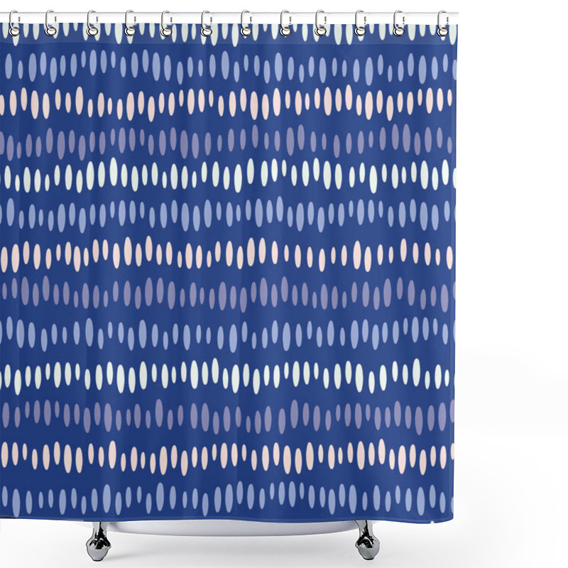 Personality  Seamless Repeat Abstract Pattern Of Hand Drawn Oval Shapes In A Row. Vector Design Background In Blue, Pink, And Purple. Shower Curtains