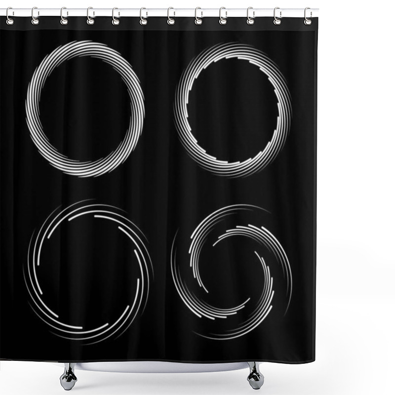 Personality  Set Of White Stripes In Circle Forms Shower Curtains