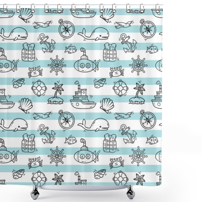 Personality  Cartoon Nautical Background Shower Curtains