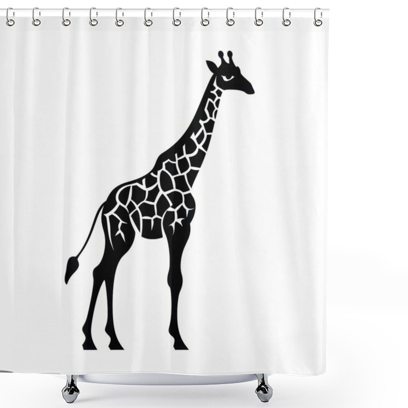 Personality  Stylized Black Silhouette Of A Giraffe With Intricate Patterns On Its Body. Shower Curtains