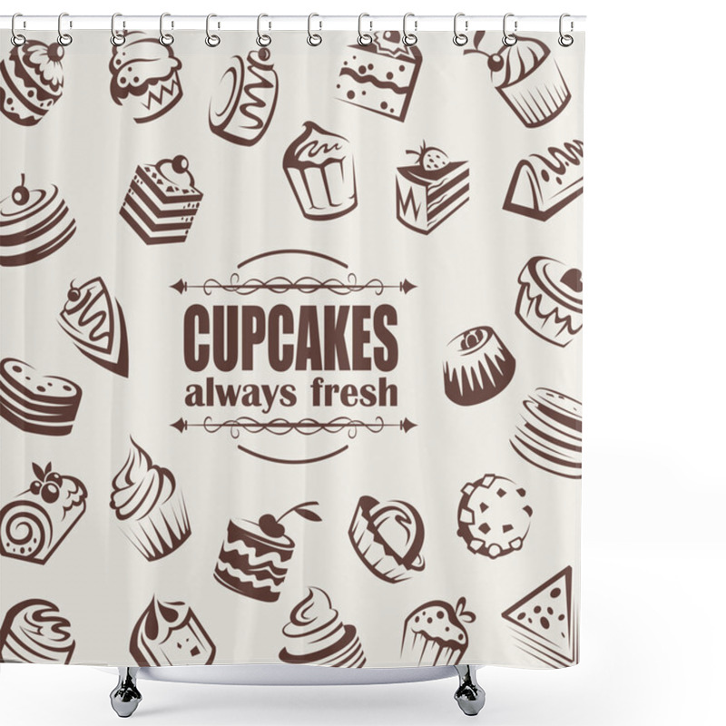 Personality  Set Of Cakes Shower Curtains