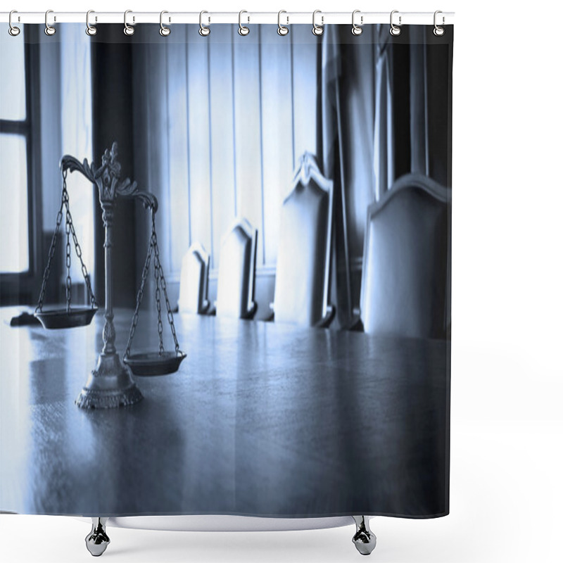 Personality  Decorative Scales Of Justice In The Courtroom Shower Curtains